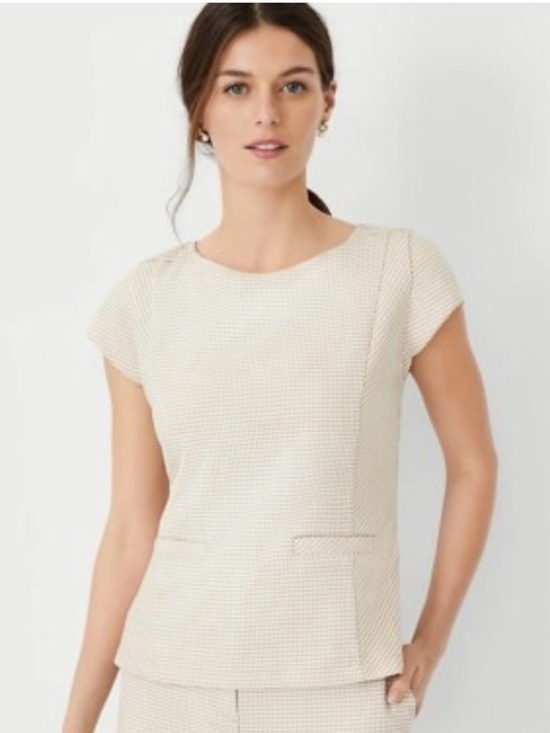 Ann Taylor Tops - Ann Taylor chic Cream Short-Sleeve Textured business casual Top